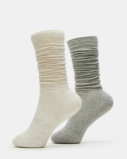 SLOUCHY RIB SOCKS OATMEAL HEATHER Scrunch Socks - Steve Madden
