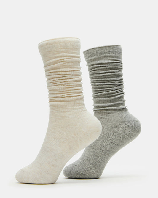 SLOUCHY RIB SOCKS OATMEAL HEATHER Scrunch Socks - Steve Madden