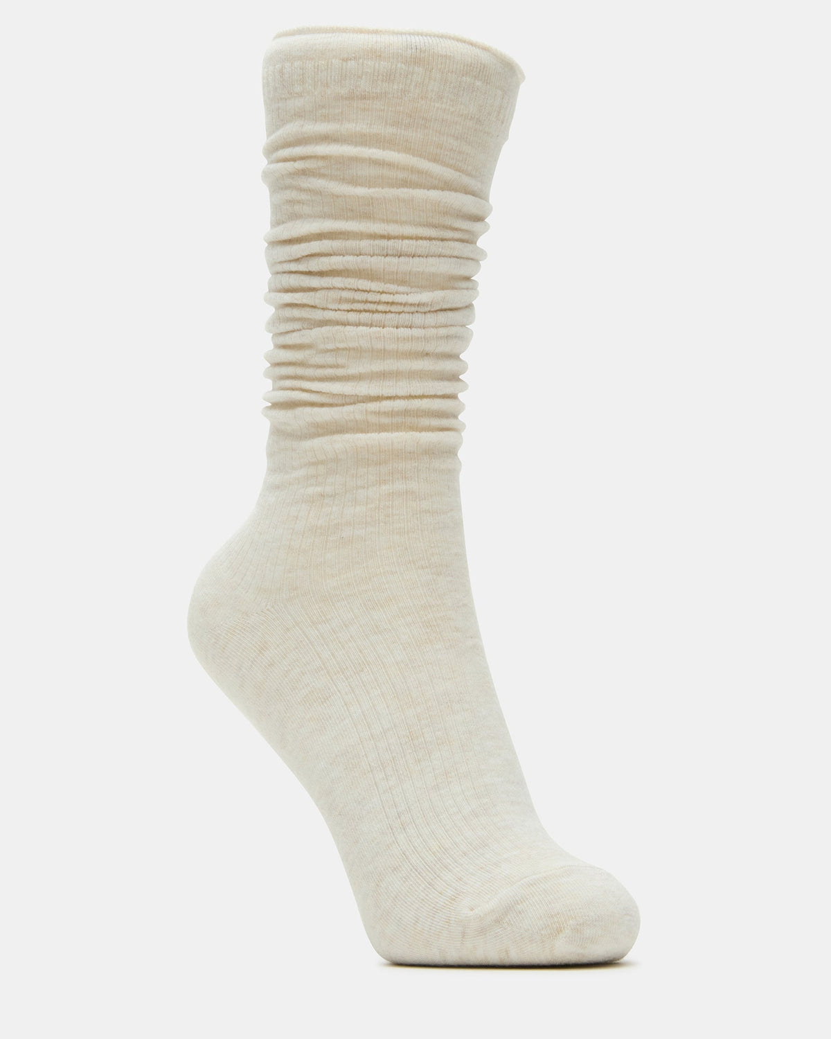 SLOUCHY RIB SOCKS OATMEAL HEATHER Scrunch Socks - Steve Madden
