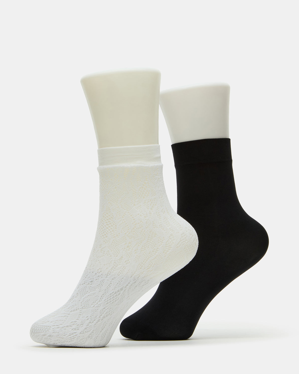2 Pack Lace Anklet Women's Quarter Socks White - Steve Madden