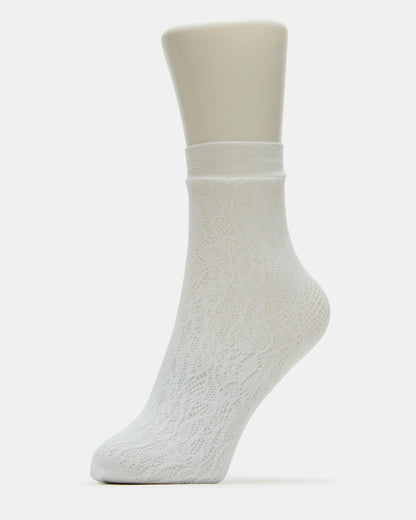 2 Pack Lace Anklet Women's Quarter Socks White - Steve Madden