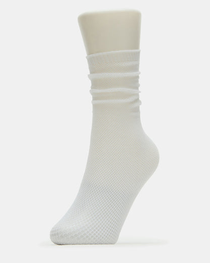 FISHNET SHLOUCHY CREW SOCKS White Women's Quarter Socks - Steve Madden