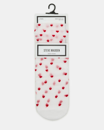2 Pack Heart Sheer Tulle Women's Anklet Socks White - Steve Madden
