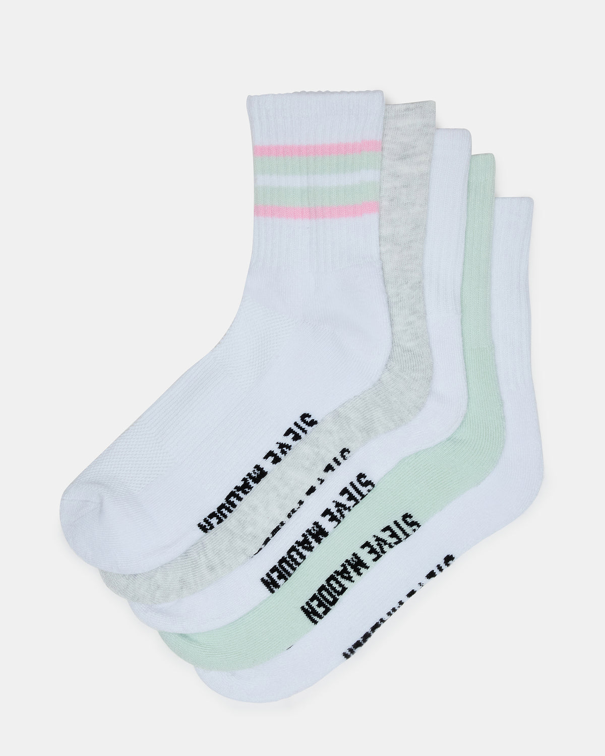 5 PACK STRIPED SOCKS White Multi Women's Stripe Athletic Socks - Steve Madden