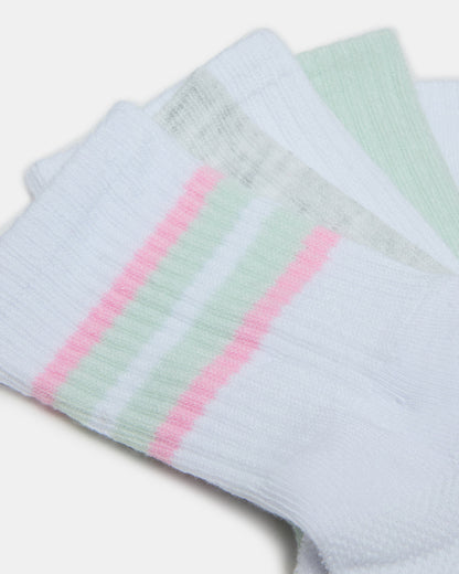 5 PACK STRIPED SOCKS White Multi Women's Stripe Athletic Socks - Steve Madden