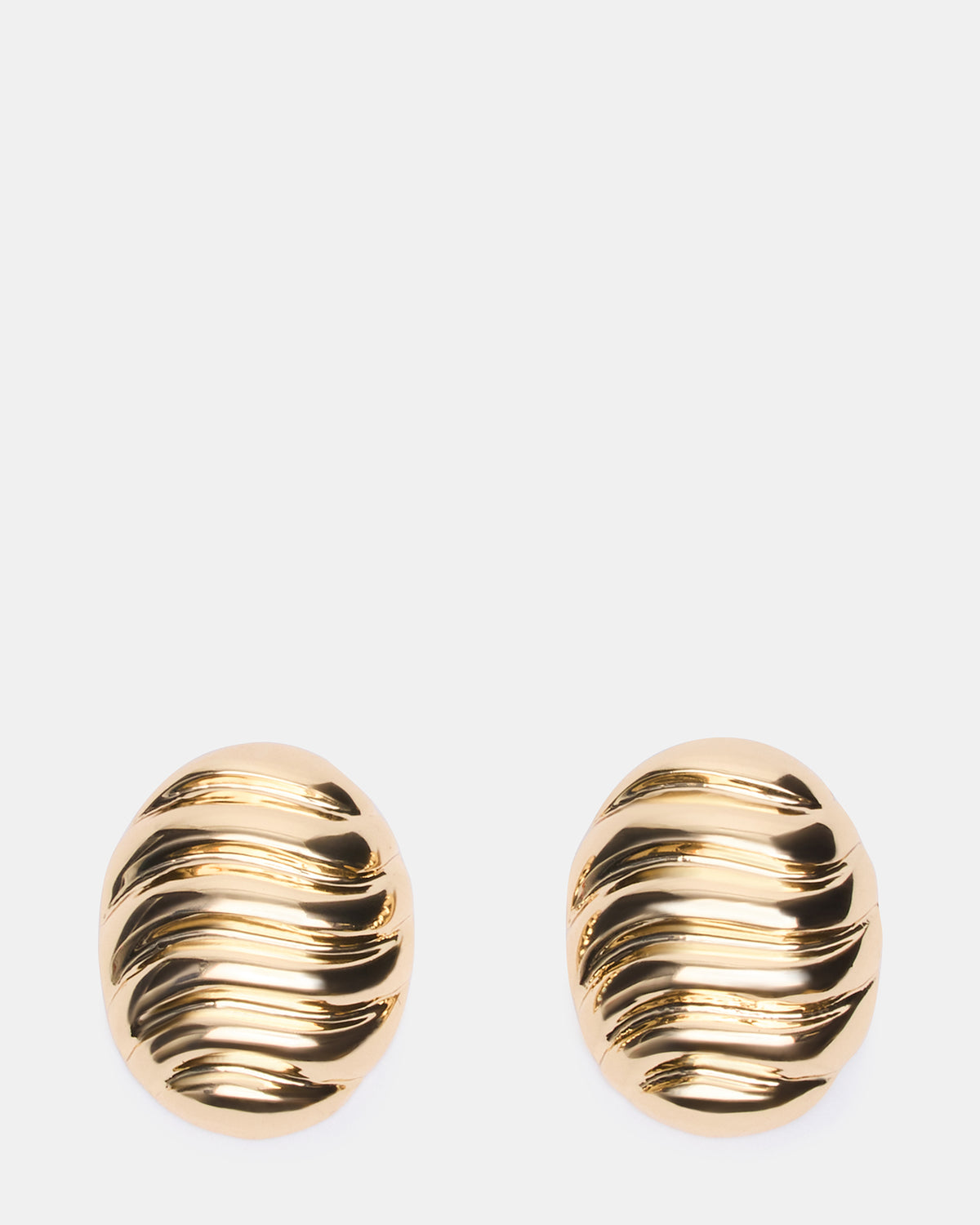 GROOVED CIRCULAR STUD EARRINGS GOLD Women's Sculpted Grooved Stud Earrings - Steve Madden