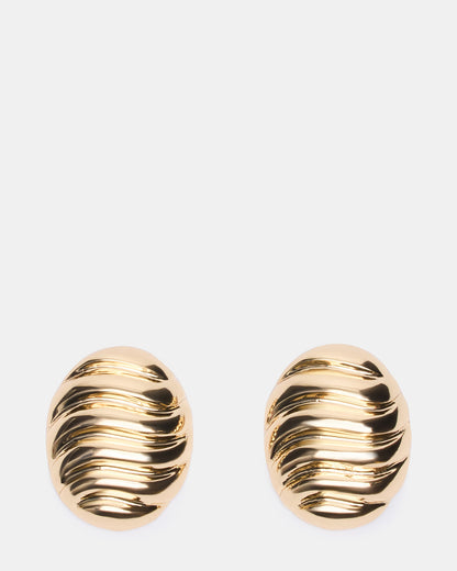 GROOVED CIRCULAR STUD EARRINGS GOLD Women's Sculpted Grooved Stud Earrings - Steve Madden