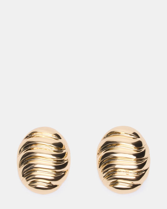 GROOVED CIRCULAR STUD EARRINGS GOLD Women's Sculpted Grooved Stud Earrings - Steve Madden
