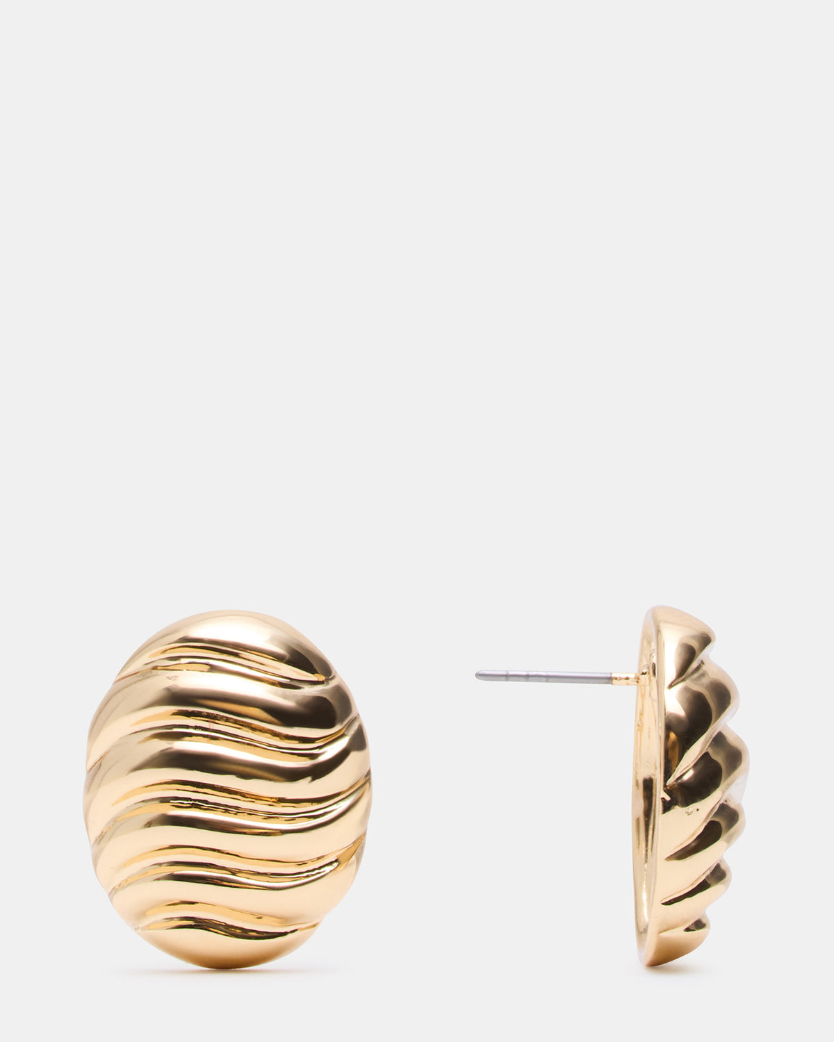 GROOVED CIRCULAR STUD EARRINGS GOLD Women's Sculpted Grooved Stud Earrings - Steve Madden