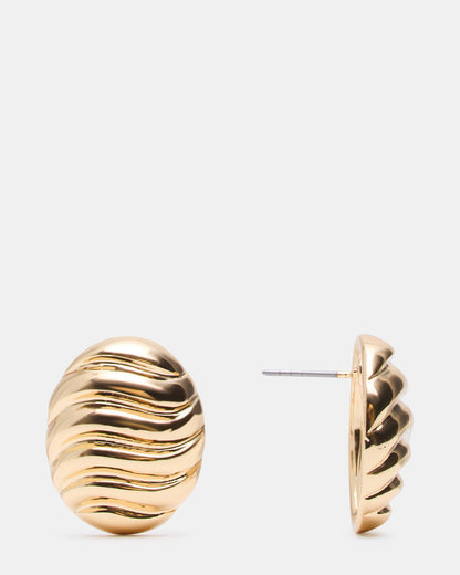 GROOVED CIRCULAR STUD EARRINGS GOLD Women's Sculpted Grooved Stud Earrings - Steve Madden
