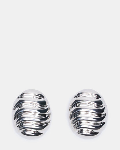 GROOVED CIRCULAR STUD EARRINGS SILVER Women's Sculpted Grooved Stud Earrings - Steve Madden