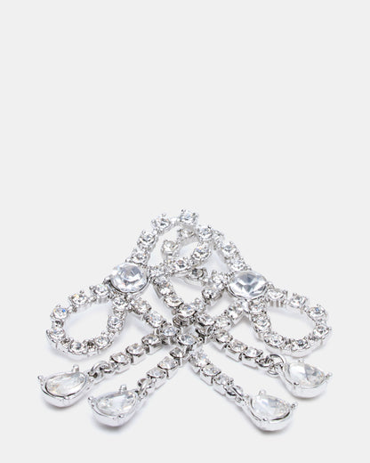 RHINESTONE BOW EARRINGS SILVER Women's Embellished Bow Post-Back Earrings - Steve Madden