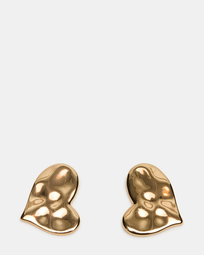 TEXTURED HEART STUD EARRINGS GOLD Women's Textured Heart Stud Earrings - Steve Madden
