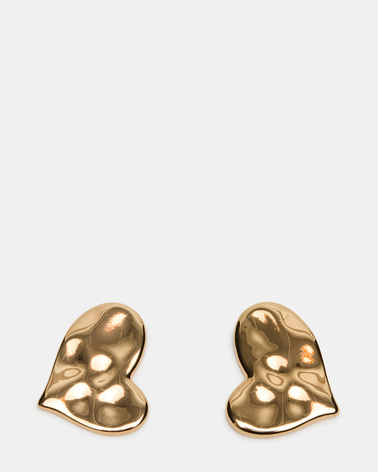 TEXTURED HEART STUD EARRINGS GOLD Women's Textured Heart Stud Earrings - Steve Madden