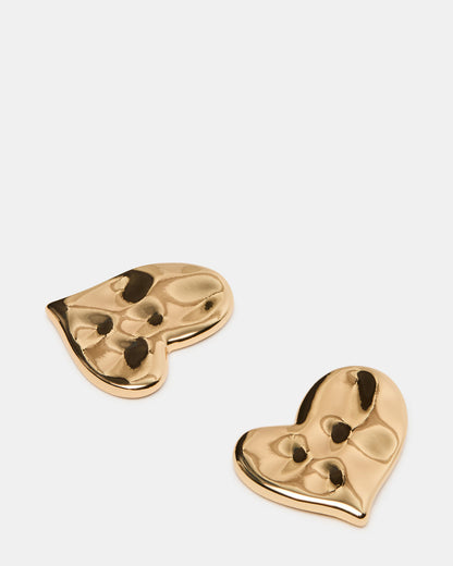 TEXTURED HEART STUD EARRINGS GOLD Women's Textured Heart Stud Earrings - Steve Madden