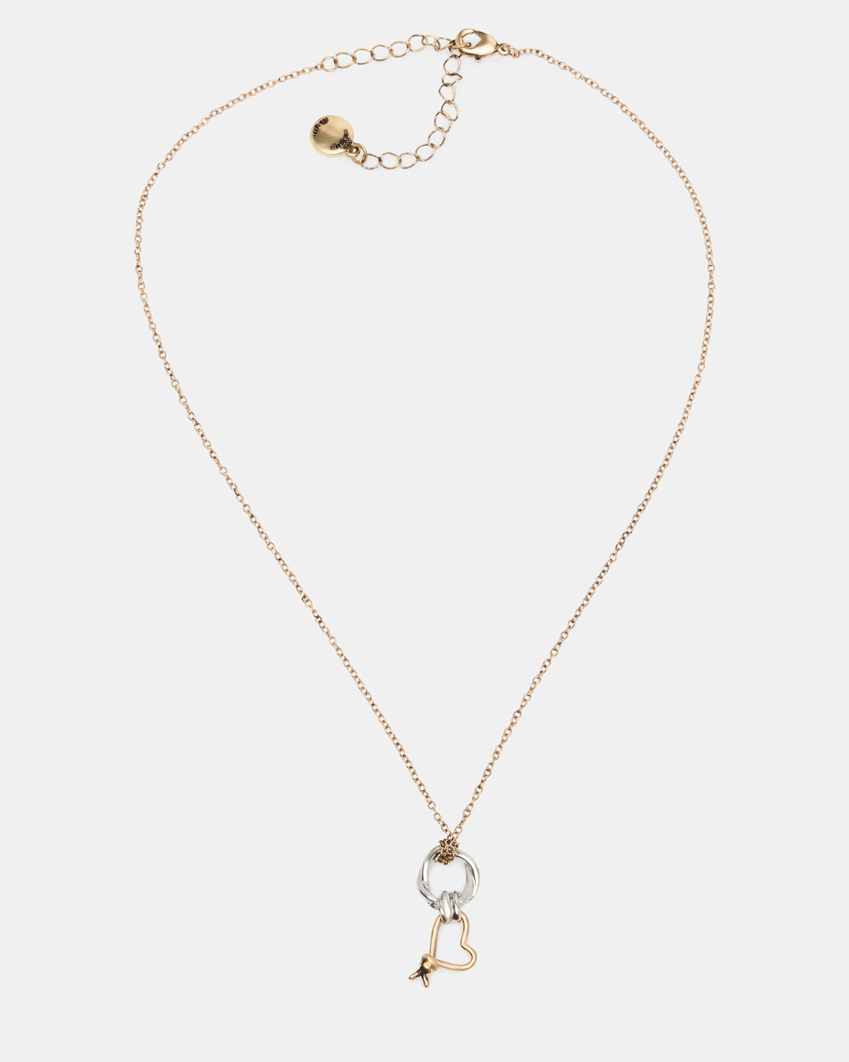 TWO TONE KNOT HEART PENDANT Necklace Double Knot Chain Necklace - Steve Madden