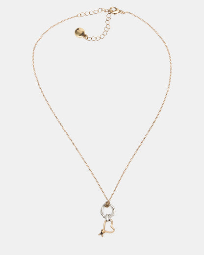 TWO TONE KNOT HEART PENDANT Necklace Double Knot Chain Necklace - Steve Madden