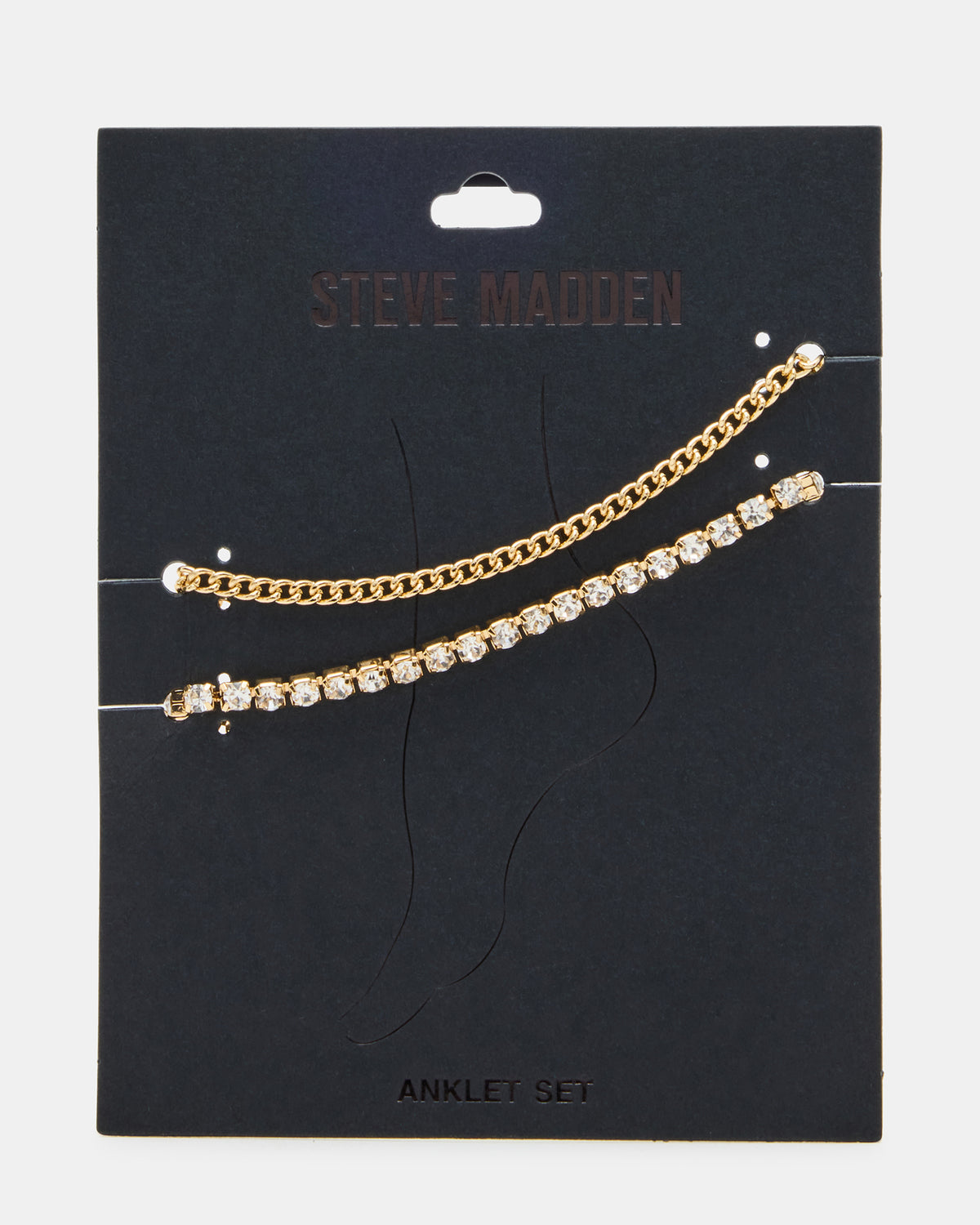 2-PIECE RHINESTONE CHAIN ANKLET SET Women's Pearl Embellished ChaiN Anklet Set - Steve Madden