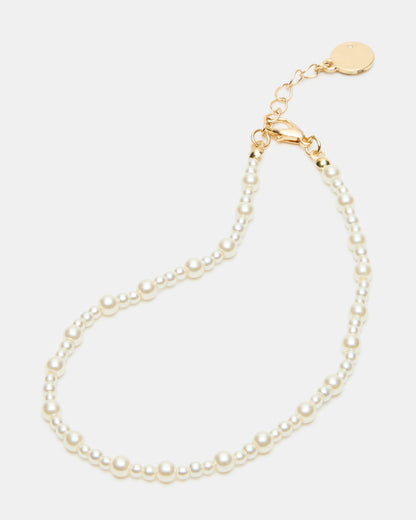 2-PIECE PEARL CHAIN ANKLET SET Women's Embellished Chain Anklet set - Steve Madden