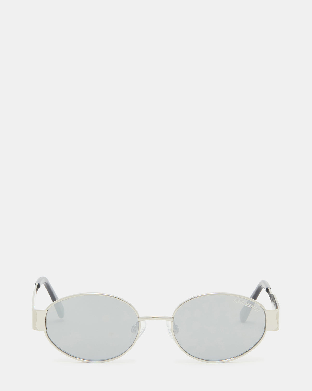 MYSTIE Shiny Silver Frame Oval Sunglasses - Steve Madden