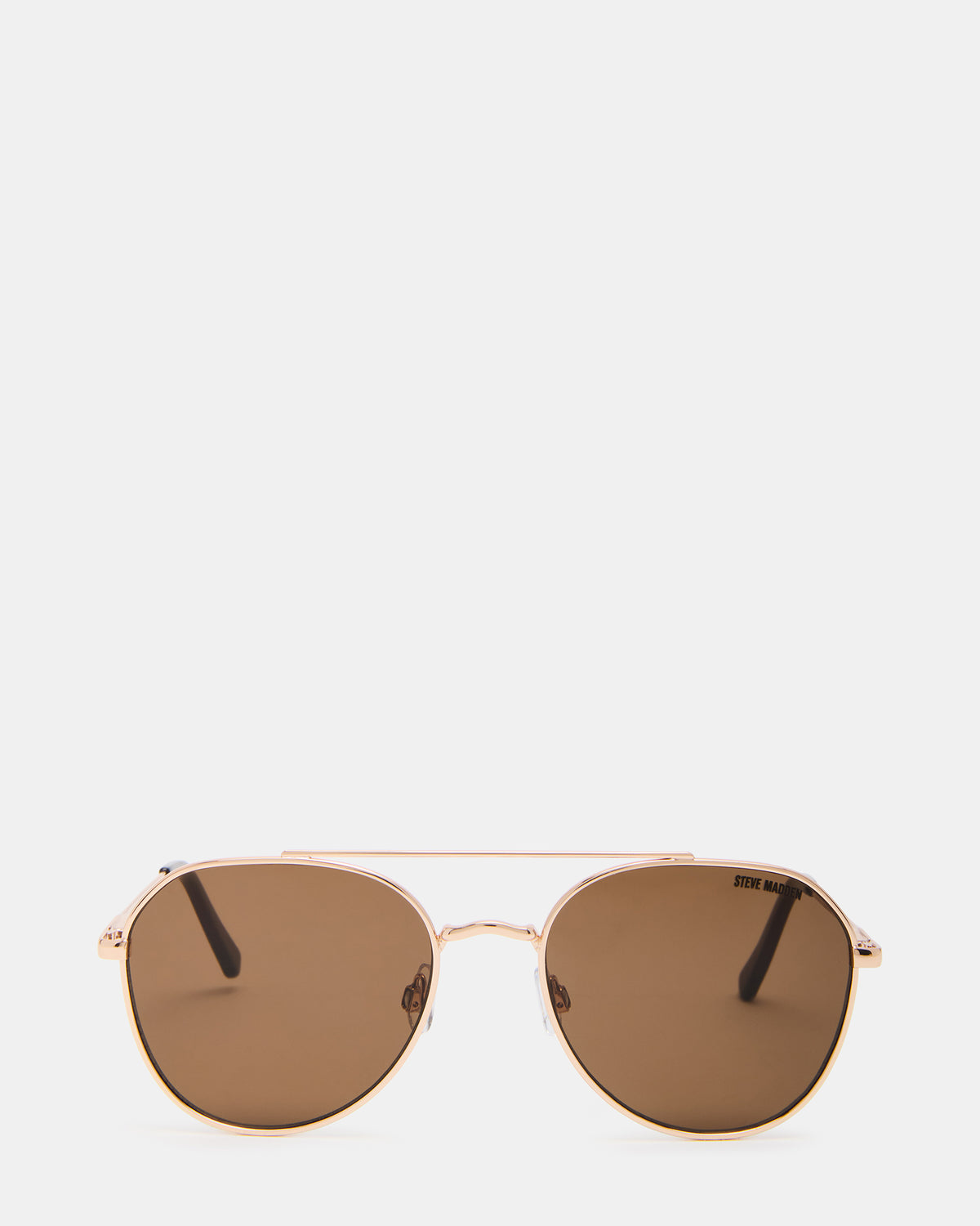 AYDIN Gold Solid Brown Gold Frame Sunglasses - Steve Madden