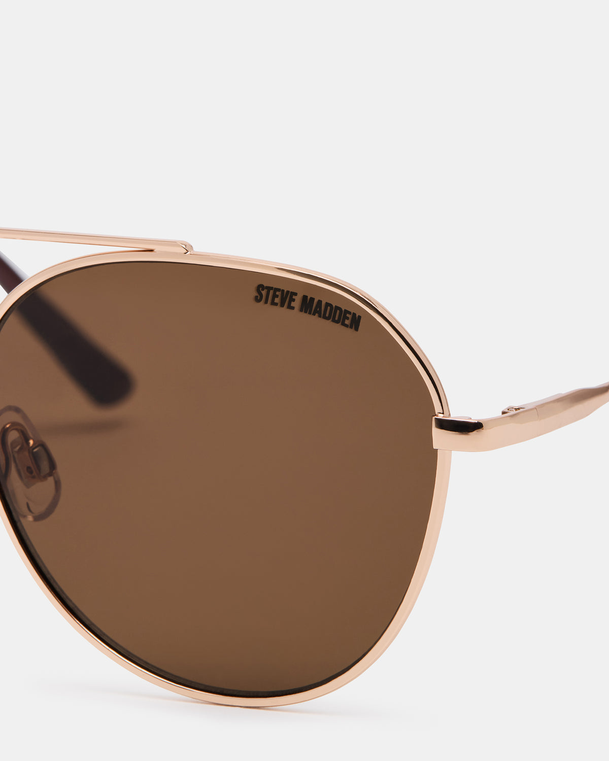 AYDIN Gold Solid Brown Gold Frame Sunglasses - Steve Madden