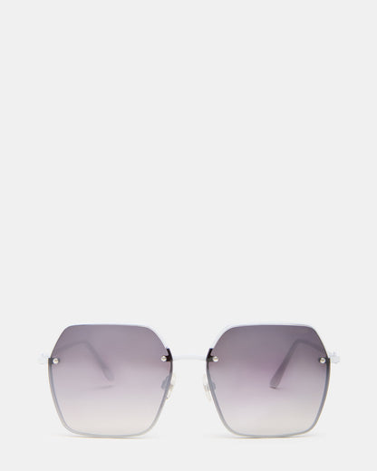 DAVIAN White Square Shiny Gradient Smoke Sunglasses - Steve Madden