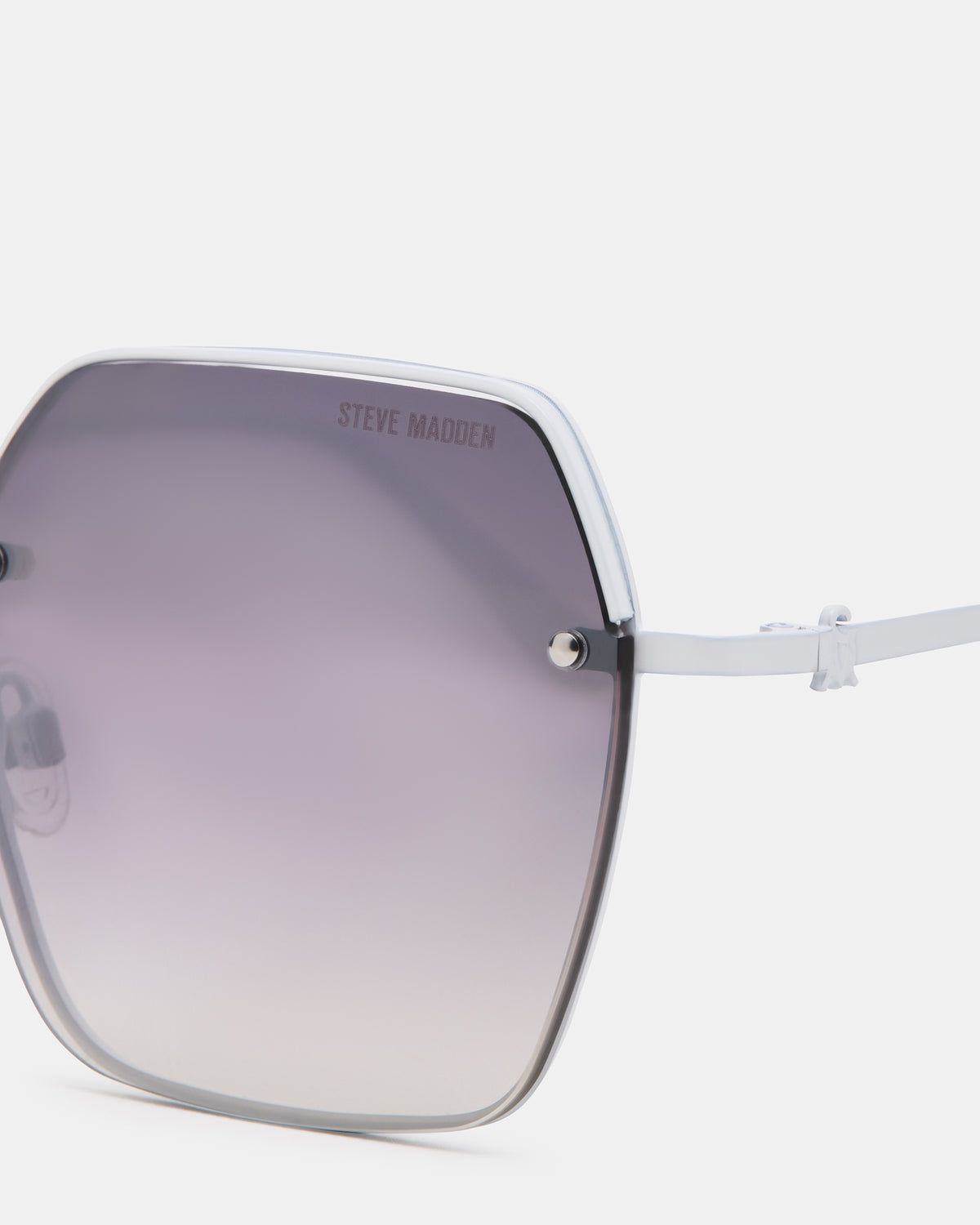 DAVIAN White Square Shiny Gradient Smoke Sunglasses - Steve Madden