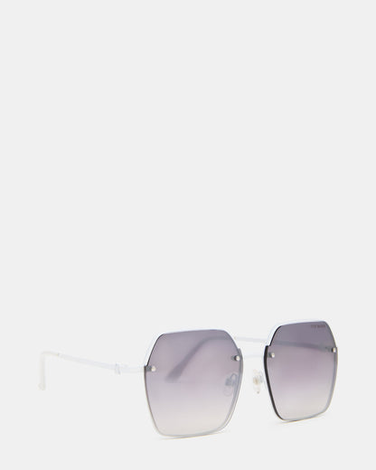 DAVIAN White Square Shiny Gradient Smoke Sunglasses - Steve Madden