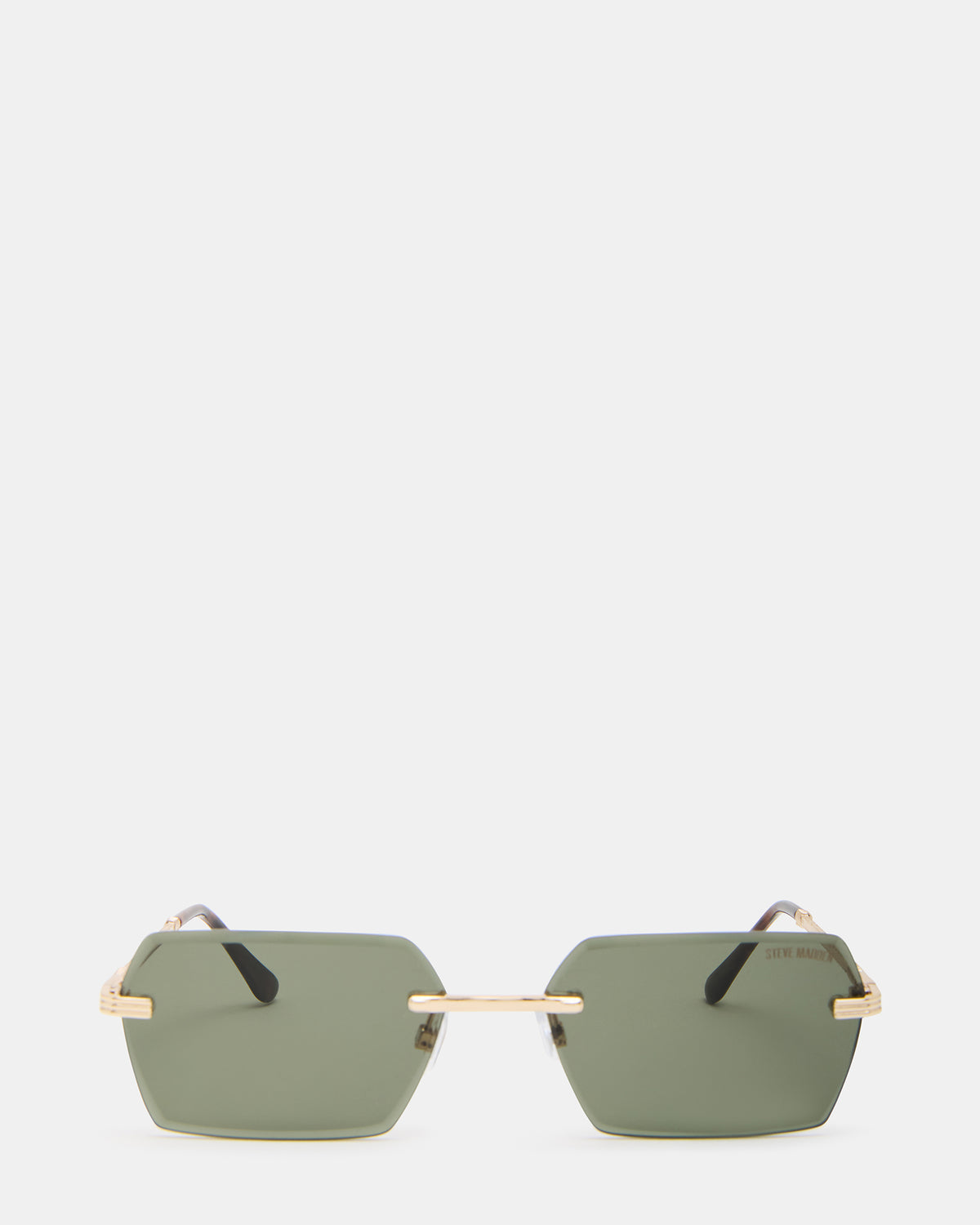 FINNIAN Gold Rectangle Green Solid Tortoise Sunglasses - Steve Madden