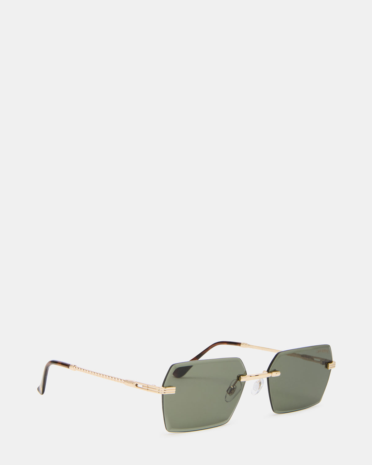 FINNIAN Gold Rectangle Green Solid Tortoise Sunglasses - Steve Madden
