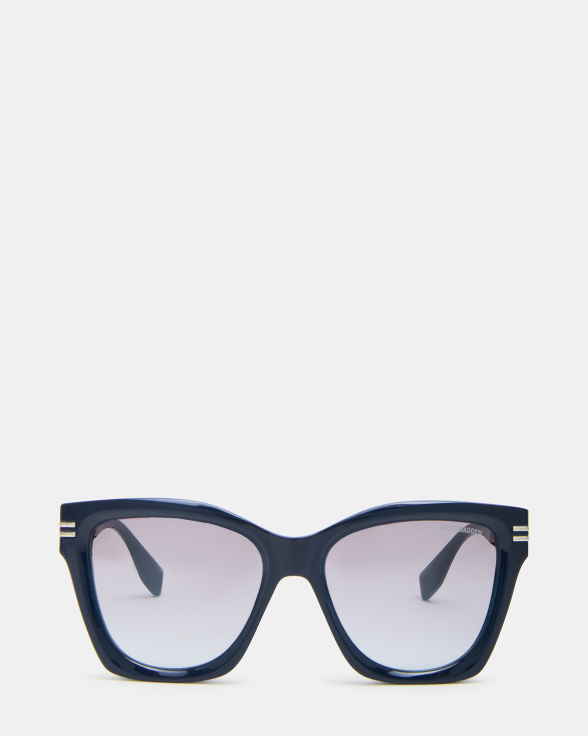 TAISIA Navy Milky Opaque Silver Flash Cat Eye Sunglasses - Steve Madden