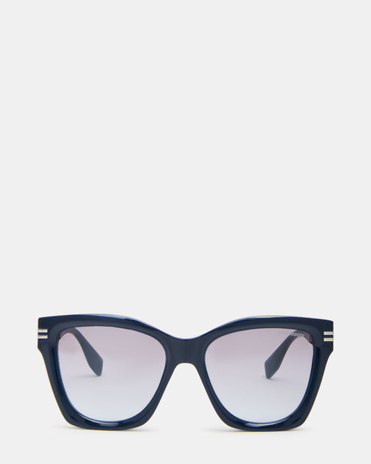 TAISIA Navy Milky Opaque Silver Flash Cat Eye Sunglasses - Steve Madden