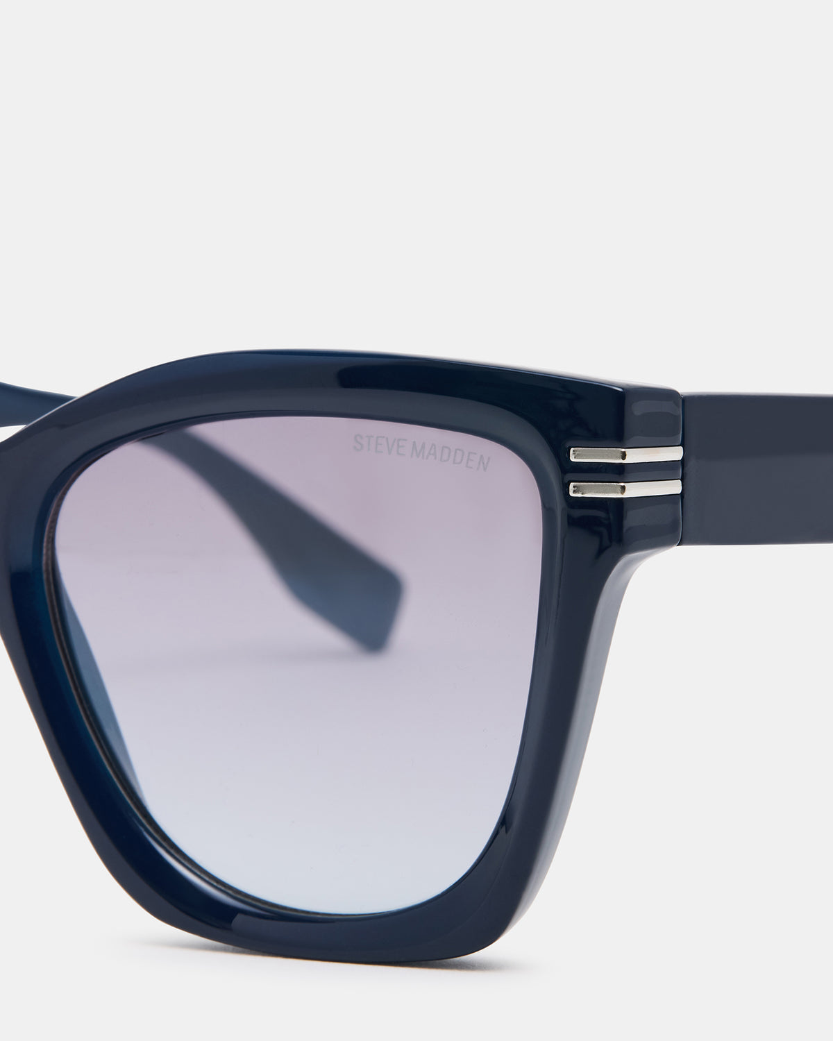 TAISIA Navy Milky Opaque Silver Flash Cat Eye Sunglasses - Steve Madden