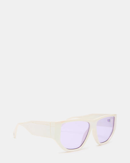 NICKO Off-White Iridescent Opaque Sunglasses - Steve Madden