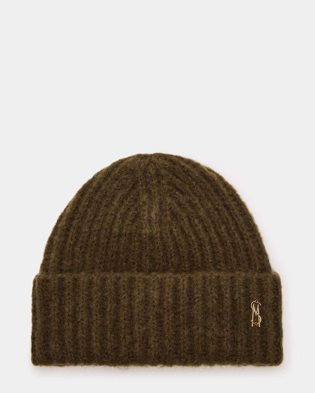 LOGO BEANIE Grape Leaf Fuzzy RIbbed Knit Women's Beanie - Steve Madden