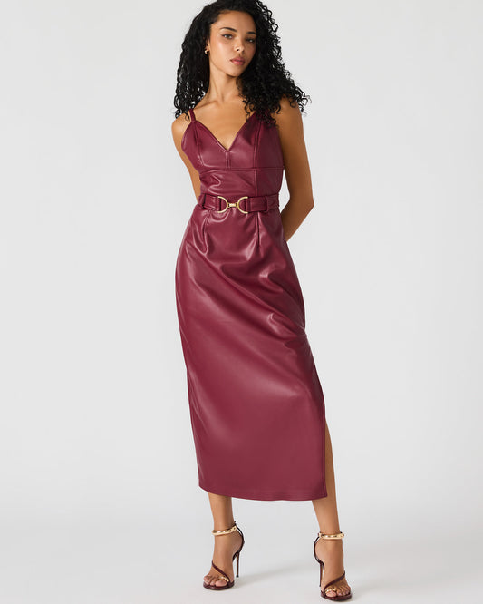 KAILEY Cordovan Faux Leather Sleeveless Midi Women's Dress - Steve Madden