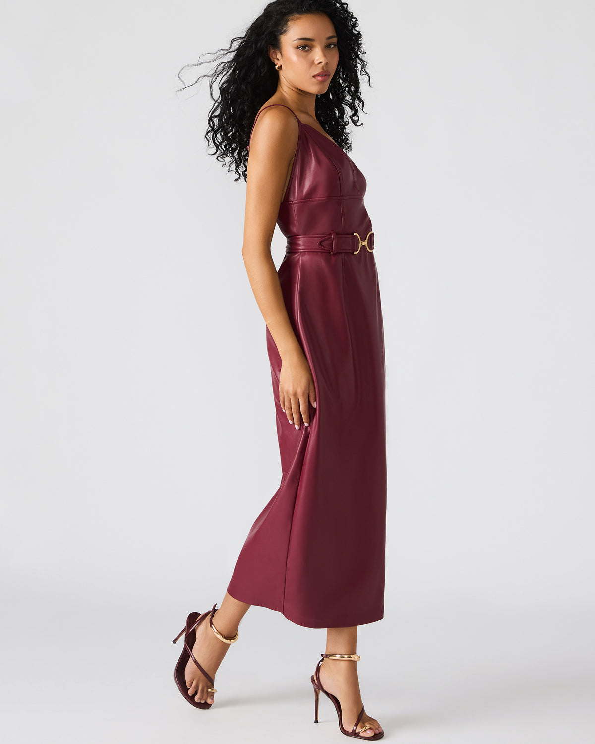KAILEY Cordovan Faux Leather Sleeveless Midi Women's Dress - Steve Madden