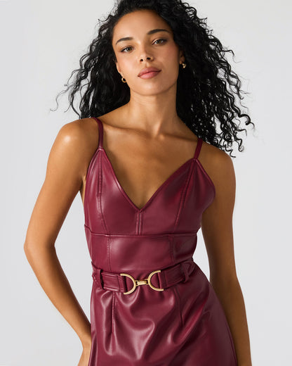 KAILEY Cordovan Faux Leather Sleeveless Midi Women's Dress - Steve Madden