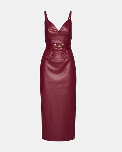 KAILEY Cordovan Faux Leather Sleeveless Midi Women's Dress - Steve Madden