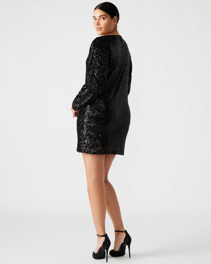 GINGER Dress Black | Women's Long-Sleeved Sequin Mini Dress - Steve Madden