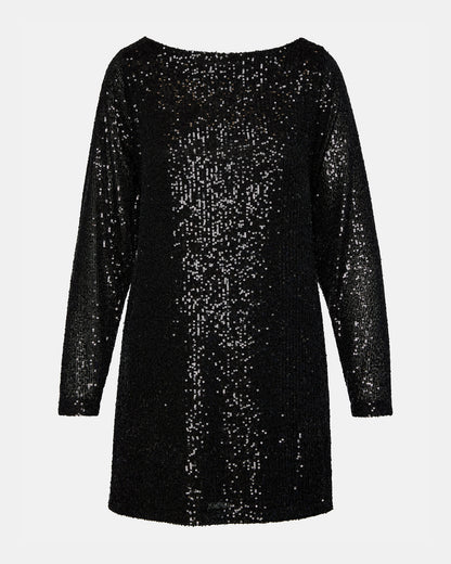 GINGER Dress Black | Women's Long-Sleeved Sequin Mini Dress - Steve Madden