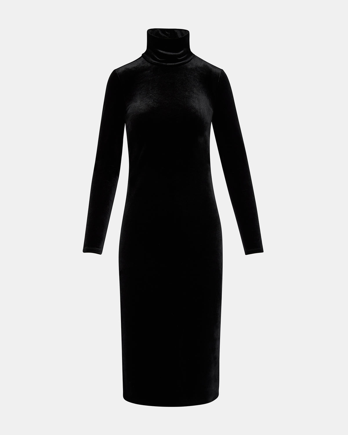 SKYLER Dress Black | Women's Long-Sleeved Turtleneck Velvet Dress - Steve Madden