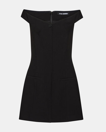 YANA Black Off-The-Shoulder Pleated Women's Dress - Steve Madden