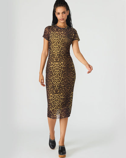 HAILEE Hot Sports Print Mesh Short-Sleeved Bodycon Women's Dress - Steve Madden