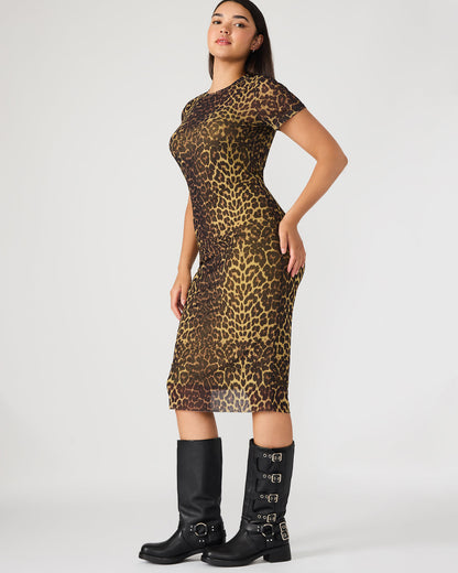 HAILEE Hot Sports Print Mesh Short-Sleeved Bodycon Women's Dress - Steve Madden