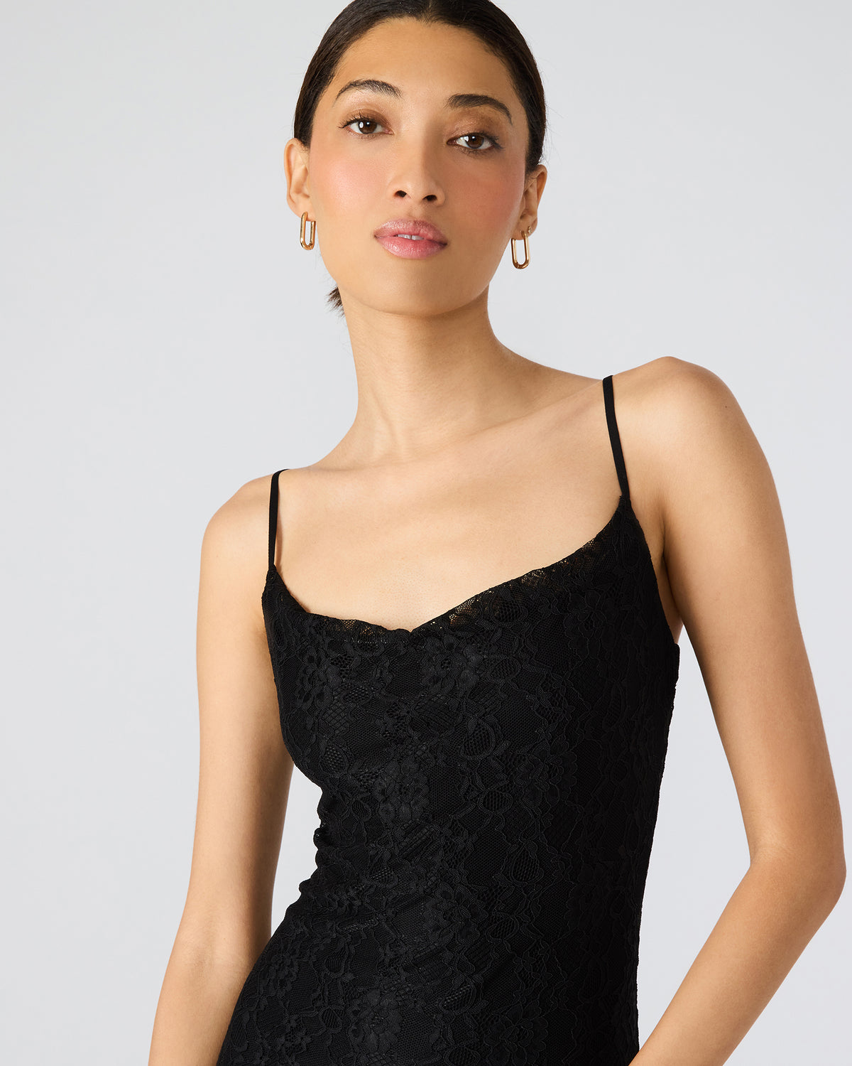 LOUISA Black Flowy Sleeveless Mesh Lace Womens Dress - Steve Madden