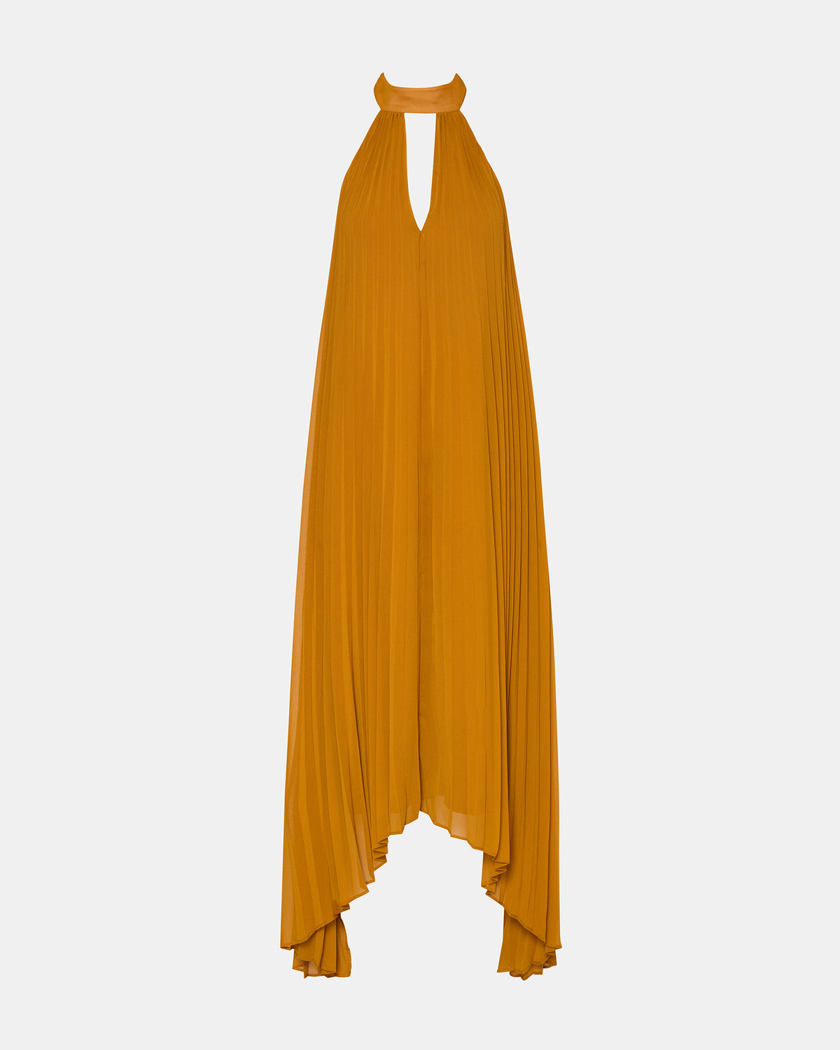 MARAYA Tuscan Gold Flowy Halter Women's Maxi Dress - Steve Madden