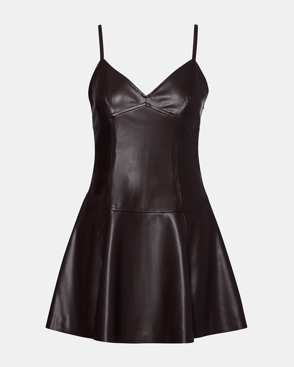 ABBOTTF Fosssil Brown Flowy Faux Leather Mini Women's Dress - Steve Madden