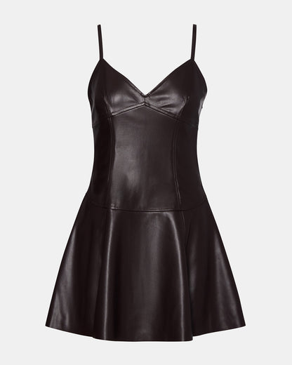ABBOTTF Fosssil Brown Flowy Faux Leather Mini Women's Dress - Steve Madden